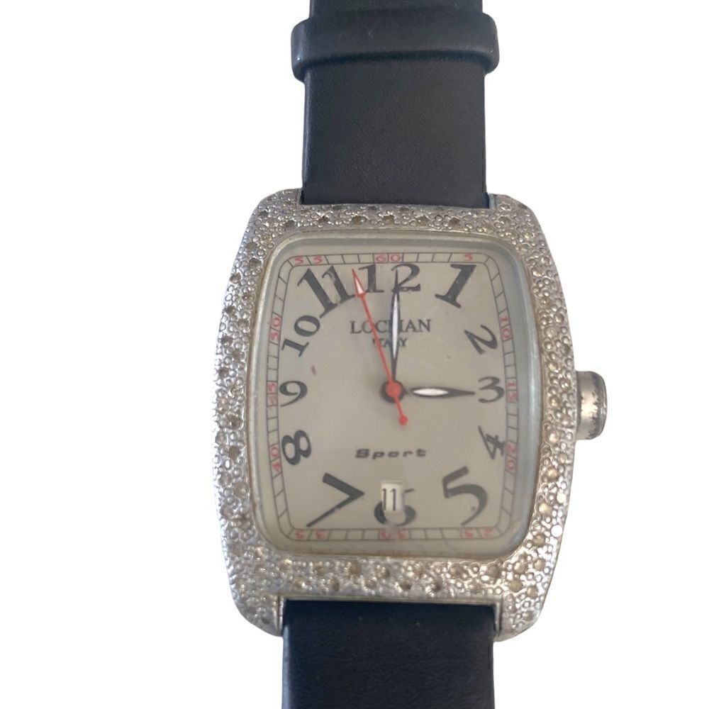 Locman sport watch with Diamond bezel. Gray with black strap. Original owner